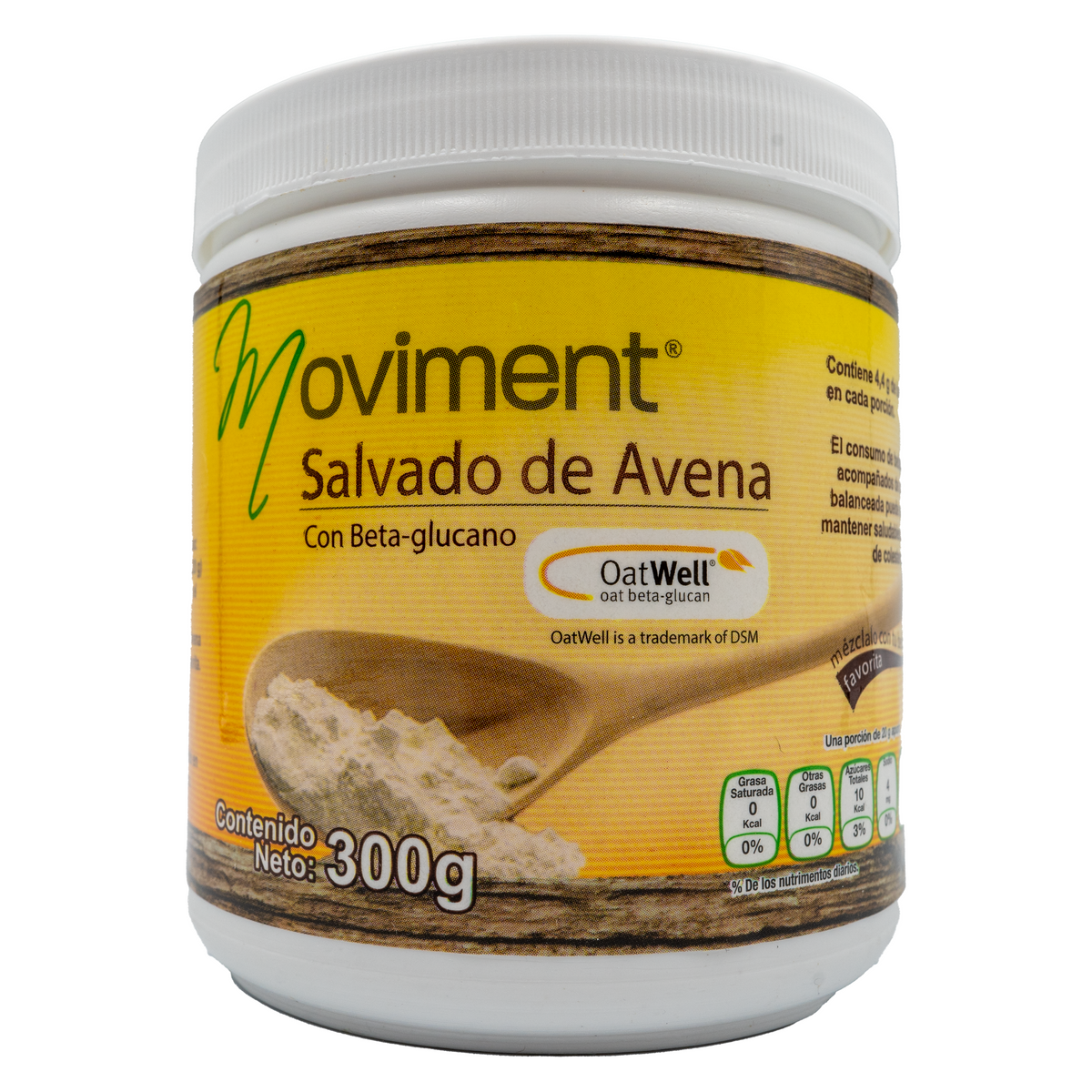 Moviment Salvado de Avena Premium con Beta-glucano OatWell (Frasco 300 g)
