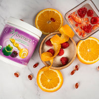 Colágeno Adicionado con isoflavonas de soya, extracto de arándanos y DHA omega 3